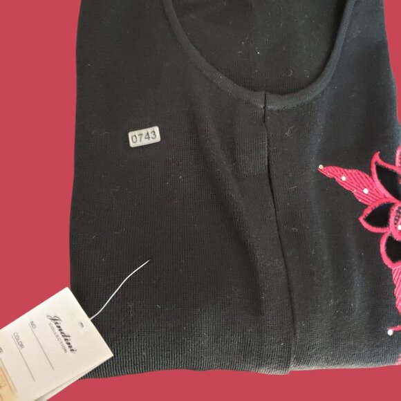 Jindini Collection Cardigan With Red Embroidered Floral Design  Large - Picture 9 of 11